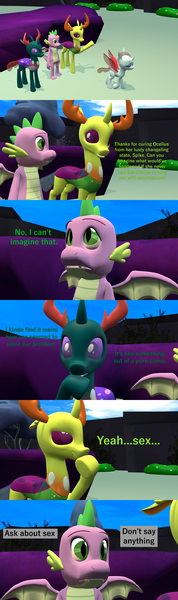 Size: 1920x6480 | Tagged: 3d, artist:papadragon69, changedling, changedling brothers, changeling, changeling hive, choice, comic, comic:spike's cyosa, cyoa, derpibooru import, dragon, female, king thorax, lampshade hanging, leaning on the fourth wall, male, ocellus, older, older spike, pharynx, prince pharynx, source filmmaker, spike, suggestive, teenager, teenage spike, thorax, winged spike