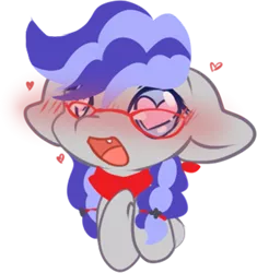 Size: 481x512 | Tagged: safe, artist:fluffire, derpibooru import, oc, oc:cinnabyte, unofficial characters only, earth pony, pony, adorkable, bandana, blushing, clapping, cute, dork, earth pony oc, excited, glasses, happy, icon, telegram sticker