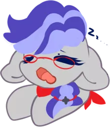 Size: 447x512 | Tagged: safe, artist:fluffire, derpibooru import, oc, oc:cinnabyte, unofficial characters only, earth pony, pony, adorkable, bandana, clapping, cute, dork, earth pony oc, glasses, icon, sleeping, telegram sticker, yawn, zs