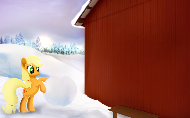 Size: 5120x3200 | Tagged: safe, artist:startledflowerpony, derpibooru import, applejack, pony, high res, snow, solo