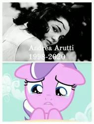 Size: 3106x4096 | Tagged: andrea arruti, crying, derpibooru import, diamond tiara, human, irl, irl human, mexico, photo, rest in peace, safe, voice actor