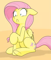 Size: 745x877 | Tagged: safe, artist:sandwich-anomaly, derpibooru import, fluttershy, pegasus, pony, :c, cropped, do not want, female, frown, mare, raised hoof, scared, shocked, shrunken pupils, sitting, solo