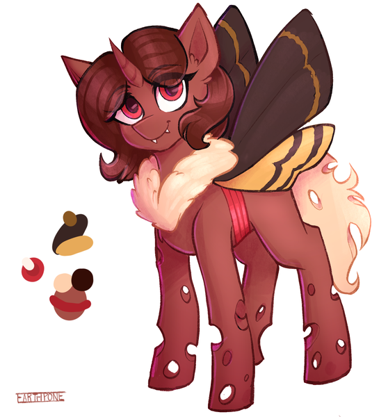 Size: 1883x2024 | Tagged: safe, artist:earthpone, derpibooru import, oc, oc:red flux, unofficial characters only, changeling, insect, moth, mothling, mothpony, original species, pony, red changeling, reference, reference sheet, species swap