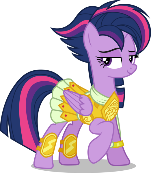 Size: 4250x4875 | Tagged: safe, artist:cencerberon, derpibooru import, twilight sparkle, twilight sparkle (alicorn), alicorn, pony, absurd resolution, alternate hairstyle, armor, athena sparkle, clothes, costume, female, looking at you, mare, punklight sparkle, raised hoof, show accurate, simple background, solo, transparent background, vector