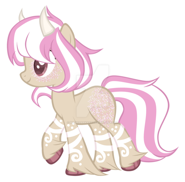 Size: 1280x1254 | Tagged: safe, artist:magicdarkart, derpibooru import, oc, earth pony, pony, deviantart watermark, female, horns, mare, obtrusive watermark, simple background, solo, transparent background, watermark