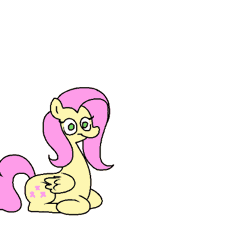Size: 450x450 | Tagged: safe, artist:pencilbrony, derpibooru import, fluttershy, pegasus, pony, animated, female, floating head, headless, mare, modular, no pupils, not salmon, ponyloaf, prone, simple background, solo, wat, white background, zoom