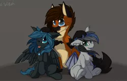 Size: 4096x2622 | Tagged: safe, artist:avery-valentine, derpibooru import, oc, oc:lixthewolf, oc:midnight light, oc:nightglider, bat pony, pegasus, pony, :p, bat pony oc, bat wings, blue eyes, chest fluff, cute, cute little fangs, ear fluff, ear piercing, earring, fangs, frog (hoof), green eyes, happy, head pat, holding head, hoof on head, jewelry, lixder, lixnight, looking at you, maned wolf pony, necklace, one eye closed, pat, paws, pegasus oc, piercing, smiling, tongue out, underhoof, wings, wink