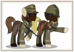 Size: 1024x715 | Tagged: safe, artist:brony-works, derpibooru import, earth pony, pony, afrika korps, clothes, goggles, gun, male, mask, mp-40, nazi, nazi germany, nazipone, solo, stallion, submachinegun, sunglasses, uniform, weapon, world war ii