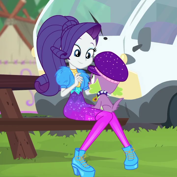 Size: 720x720 | Tagged: safe, derpibooru import, screencap, rarity, spike, spike the regular dog, dog, equestria girls, equestria girls series, sunset's backstage pass!, spoiler:eqg series (season 2), cropped, cute, female, male, raribetes