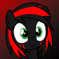 Size: 2048x2048 | Tagged: safe, artist:losttemplar, derpibooru import, oc, oc:dark pony, pegasus, pony, avatar, black and red, bust, gradient background, looking at you, portrait, red and black mane, red and black oc, smiling, solo, vector