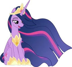 Size: 3611x3379 | Tagged: alicorn, artist:sketchmcreations, crown, derpibooru import, female, jewelry, mare, older, older twilight, open mouth, peytral, princess twilight 2.0, regalia, safe, simple background, sitting, smiling, the last problem, transparent background, twilight sparkle, twilight sparkle (alicorn), vector