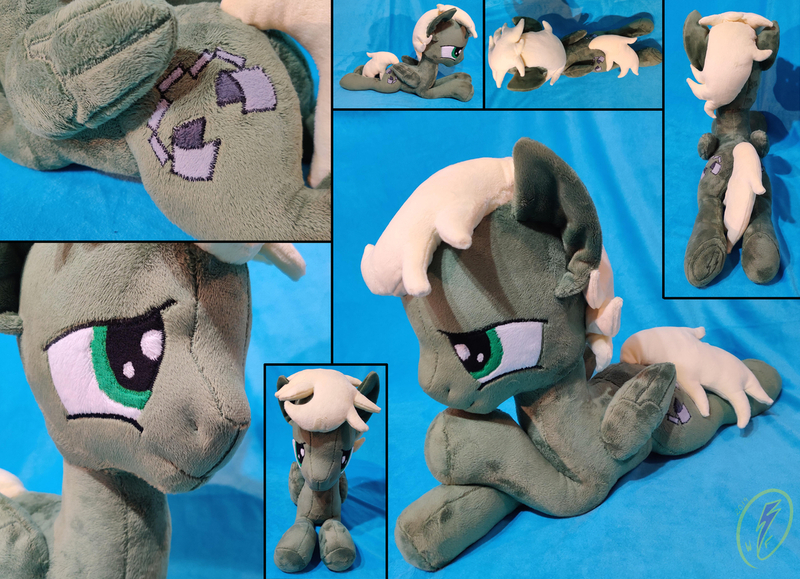 Size: 1280x926 | Tagged: safe, artist:whirlwindflux, derpibooru import, oc, oc:murky, unofficial characters only, pegasus, pony, fallout equestria, folded wings, irl, male, photo, plushie, prone, solo, stallion, wings