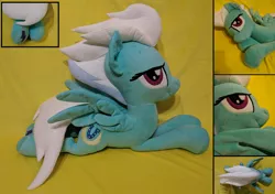 Size: 2064x1457 | Tagged: safe, artist:whirlwindflux, derpibooru import, fleetfoot, pegasus, pony, female, irl, mare, photo, plushie, prone, solo, spread wings, wings