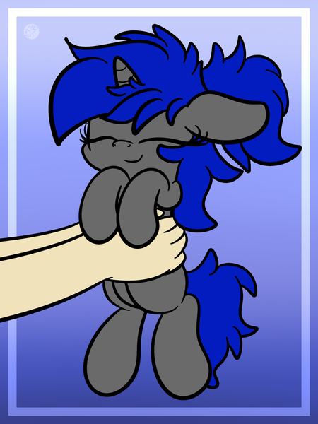 Size: 1920x2560 | Tagged: safe, artist:kimjoman, derpibooru import, oc, oc:dream², human, pony, unicorn, cute, eyes closed, held up, holding a pony, lifting, off screen character, ponytail, smiling, smol