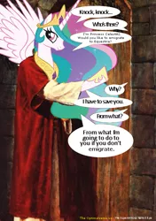 Size: 507x722 | Tagged: artificial intelligence, atheism, background pony strikes again, christianity, christlestia, derpibooru import, edit, fanfic:friendship is optimal, jesus christ, knocking on door, knock knock joke, meme, oc, oc:celestai, princess celestia, safe, the superstitious naked ape, this will end in tears, xk-class end-of-the-world scenario