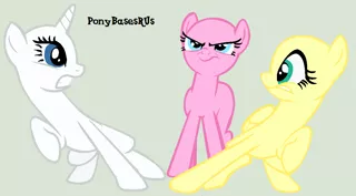Size: 1130x624 | Tagged: dead source, safe, artist:ponybasesrus, derpibooru import, oc, unofficial characters only, earth pony, pegasus, pony, unicorn, angry, base, earth pony oc, horn, pegasus oc, raised hoof, scared, text, unicorn oc, wings
