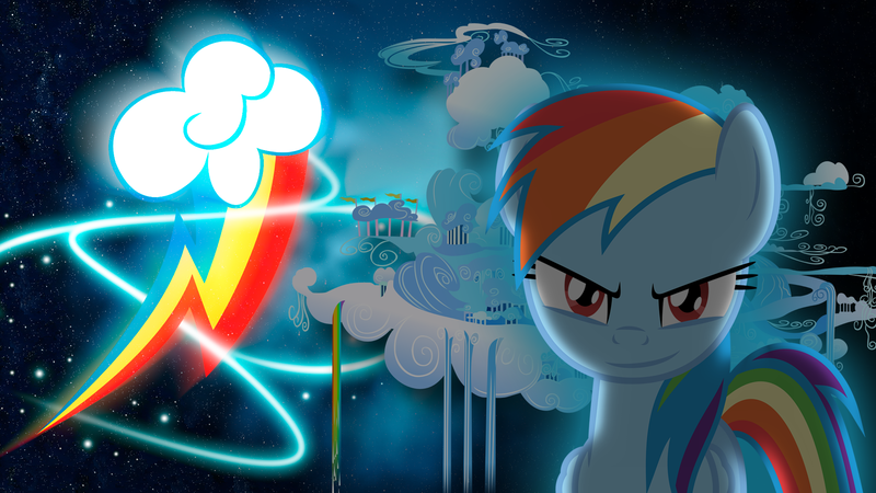 Size: 1920x1080 | Tagged: safe, artist:bluedragonhans, artist:gestapwarmhunter, artist:parclytaxel, artist:ratchethun, derpibooru import, edit, rainbow dash, pegasus, pony, cloudsdale, cutie mark, dark, female, mare, sky, solo, stars, wallpaper