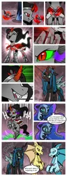 Size: 1500x3900 | Tagged: safe, artist:nancy-05, author:bigonionbean, derpibooru import, adagio dazzle, aria blaze, king sombra, nightmare moon, queen chrysalis, sonata dusk, changeling, pony, siren, umbrum, unicorn, comic:fusing the fusions, comic:time of the fusions, alicorn amulet, argument, chest, clothes, comic, commissioner:bigonionbean, confusion, dialogue, dungeon, evil planning in progress, fangs, female, forced, fusion, gem, imminent fusion, jewelry, magic, mare, necklace, nodding, prison, queen umbra, regalia, rule 63, siren gem, smiling, smirk, sombra eyes, spell, spirit, tartarus, the dazzlings, vein bulge, wingless