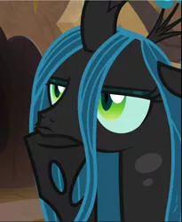 Size: 772x940 | Tagged: bored, cropped, derpibooru import, frenemies (episode), queen chrysalis, queen chrysalis is not amused, safe, screencap, solo, unamused
