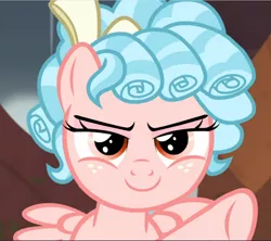 Size: 1058x940 | Tagged: safe, derpibooru import, screencap, cozy glow, pegasus, pony, frenemies (episode), cozybetes, cropped, cute, evil grin, evil smirk, female, filly, freckles, grin, image, lidded eyes, png, raised hoof, smiling, smirk, smug, solo, spread wings, underhoof, wings