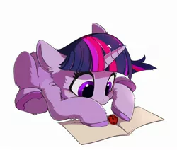 Size: 2952x2500 | Tagged: safe, artist:drtuo4, derpibooru import, twilight sparkle, insect, ladybug, unicorn, book, colored hooves, cute, female, filly, filly twilight sparkle, simple background, solo, twiabetes, underhoof, unicorn twilight, white background, younger