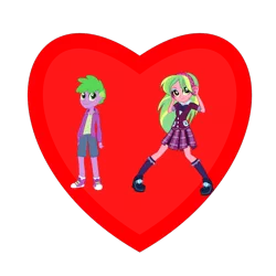 Size: 800x800 | Tagged: safe, derpibooru import, lemon zest, spike, human, equestria girls, human spike, humanized, shadowbolts, shipping, shipping heart, spikezest