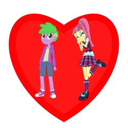 Size: 800x800 | Tagged: safe, derpibooru import, sour sweet, spike, human, equestria girls, heart, human spike, humanized, shadowbolts, shipping, shipping heart, sourspike