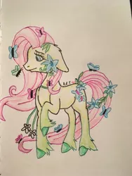 Size: 960x1280 | Tagged: safe, artist:artsy-angst, derpibooru import, fluttershy, earth pony, pony, leak, spoiler:g5, earth pony fluttershy, female, fluttershy (g5), g5, mare, redesign, solo, traditional art