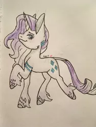 Size: 960x1280 | Tagged: safe, artist:artsy-angst, derpibooru import, rarity, pony, unicorn, leak, spoiler:g5, female, g5, gradient mane, gradient tail, mare, rarity (g5), redesign, solo, traditional art