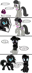 Size: 3840x8640 | Tagged: safe, artist:damlanil, derpibooru import, octavia melody, vinyl scratch, earth pony, latex pony, original species, pony, unicorn, bowtie, comic, cute, dialogue, duo, female, happy, headphones, horn, latex, living latex, magic, mare, raised hoof, simple background, sunglasses, symbiote, transformation, transparent background