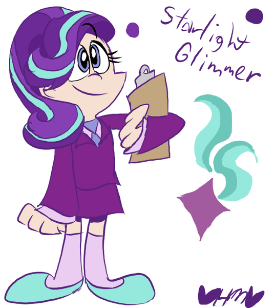 Size: 713x800 | Tagged: artist:mirabuncupcakes15, clipboard, clothes, derpibooru import, female, flats, human, humanized, necktie, older, older starlight glimmer, safe, shirt, shoes, simple background, skirt, socks, solo, starlight glimmer, stockings, suit, the last problem, thigh highs, white background