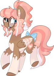 Size: 977x1369 | Tagged: safe, alternate version, artist:maximumbark, derpibooru import, oc, oc:first crush, pegasus, pony, bow, female, glasses, hair bow, mare, simple background, solo, transparent background