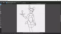 Size: 1920x1080 | Tagged: advertisement, alcohol, anthro, artist:xcinnamon-twistx, auction, breasts, bunny ears, bunny suit, clothes, collar, commission, costume, cuffs, derpibooru import, glass, looking at you, maid, oc, socks, solo, stockings, suggestive, thigh highs, waitress, wine, wine glass, your character here