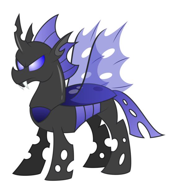 Size: 2000x2173 | Tagged: artist:aleximusprime, blue changeling, bug horse, changeling, changeling oc, derpibooru import, flurry heart's story, male, oc, oc:general scutellum, oc:scutellum, safe, simple background, solo, teeth, transparent background, transparent wings, unofficial characters only, wings