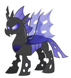 Size: 2000x2173 | Tagged: artist:aleximusprime, blue changeling, bug horse, changeling, changeling oc, derpibooru import, flurry heart's story, male, oc, oc:general scutellum, oc:scutellum, safe, simple background, solo, teeth, transparent background, transparent wings, unofficial characters only, wings