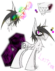 Size: 888x1150 | Tagged: safe, artist:didun850, derpibooru import, oc, oc:lustrum, unofficial characters only, earth pony, pony, augmented tail, bust, chest fluff, earth pony oc, eyeliner, fangs, makeup, male, sharp teeth, signature, simple background, sombra eyes, stallion, teeth, text, transparent background