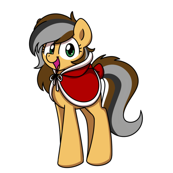 Size: 2000x2000 | Tagged: safe, artist:sugar morning, derpibooru import, oc, oc:steaming stove, earth pony, pony, bow, cape, clothes, female, happy, hood, simple background, solo, tail bow, transparent background