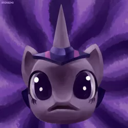 Size: 1024x1024 | Tagged: safe, artist:kaikoinu, derpibooru import, twilight sparkle, unicorn, abstract background, disembodied head, looking at you, solo