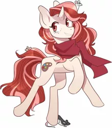 Size: 824x941 | Tagged: safe, artist:inspectorvalvert, derpibooru import, oc, oc:red palette, unicorn, clothes, cute, female, mare, pet, prancing, rats, scarf