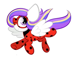 Size: 2065x1615 | Tagged: safe, artist:sugarcloud12, derpibooru import, oc, oc:sugar star, unofficial characters only, pegasus, pony, clothes, cosplay, costume, female, mare, miraculous ladybug, one eye closed, simple background, solo, transparent background, wink