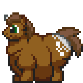 Size: 320x320 | Tagged: safe, artist:kelvin shadewing, derpibooru import, oc, oc:brownie mix, unofficial characters only, unicorn, absolute unit, adorafatty, bhm, chonk, fat, male, obese, pixel art, simple background, solo, sprite, transparent background