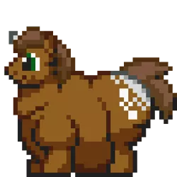 Size: 320x320 | Tagged: safe, artist:kelvin shadewing, derpibooru import, oc, oc:brownie mix, unofficial characters only, unicorn, absolute unit, adorafatty, bhm, chonk, fat, male, obese, pixel art, simple background, solo, sprite, transparent background