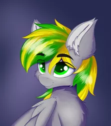 Size: 1067x1200 | Tagged: artist:lunar froxy, bust, cheek fluff, chest fluff, derpibooru import, ear fluff, eye clipping through hair, looking up, male, oc, oc:silver blaze, pegasus, portrait, safe, simple background, stallion, unofficial characters only