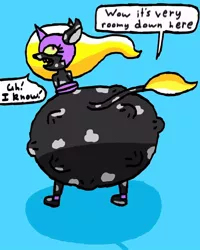 Size: 800x1000 | Tagged: 1000 hours in ms paint, artist:eternaljonathan, bump, butt, derpibooru import, digital art, goblin, huge butt, impossibly large butt, large butt, oc, oc:night bright fright, safe, species swap, vore