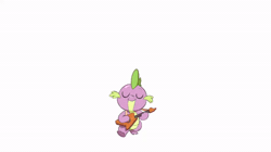Size: 600x337 | Tagged: safe, artist:drtuo4, derpibooru import, spike, dragon, animated, cute, electric guitar, eyes closed, frame by frame, guitar, male, musical instrument, playing guitar, playing instrument, simple background, smiling, solo, song, spikabetes, walking, white background