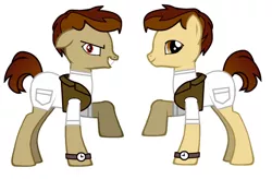 Size: 626x410 | Tagged: safe, artist:lavvythejackalope, derpibooru import, ponified, earth pony, pony, pony creator, clothes, crossover, death note, duo, evil grin, grin, light yagami, male, raised hoof, smiling, stallion, vest, watch, wristwatch