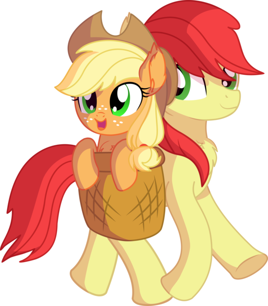 Size: 6766x7724 | Tagged: safe, artist:cyanlightning, derpibooru import, applejack, bright mac, earth pony, pony, .svg available, absurd resolution, brightabetes, chest fluff, cute, duo, duo male and female, ear fluff, father and child, father and daughter, female, filly, filly applejack, jackabetes, male, simple background, smiling, stallion, transparent background, vector, younger