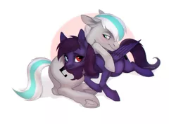 Size: 2378x1681 | Tagged: safe, derpibooru import, oc, oc:pestyskillengton, oc:silvernote, earth pony, pegasus, pony, cute, female, heterochromia, love, male, mare, pregnant, stallion