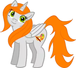 Size: 837x756 | Tagged: safe, alternate version, artist:poniidesu, derpibooru import, oc, oc:ginger peach, unofficial characters only, alicorn, pony, alicorn oc, cute, horn, simple background, solo, transparent background, wings