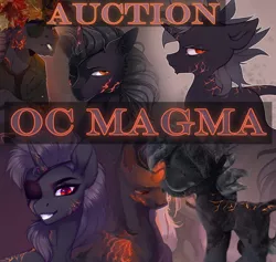 Size: 1137x1080 | Tagged: safe, artist:kuroran, derpibooru import, oc, oc:magma, unofficial characters only, unicorn, advertisement, auction, solo
